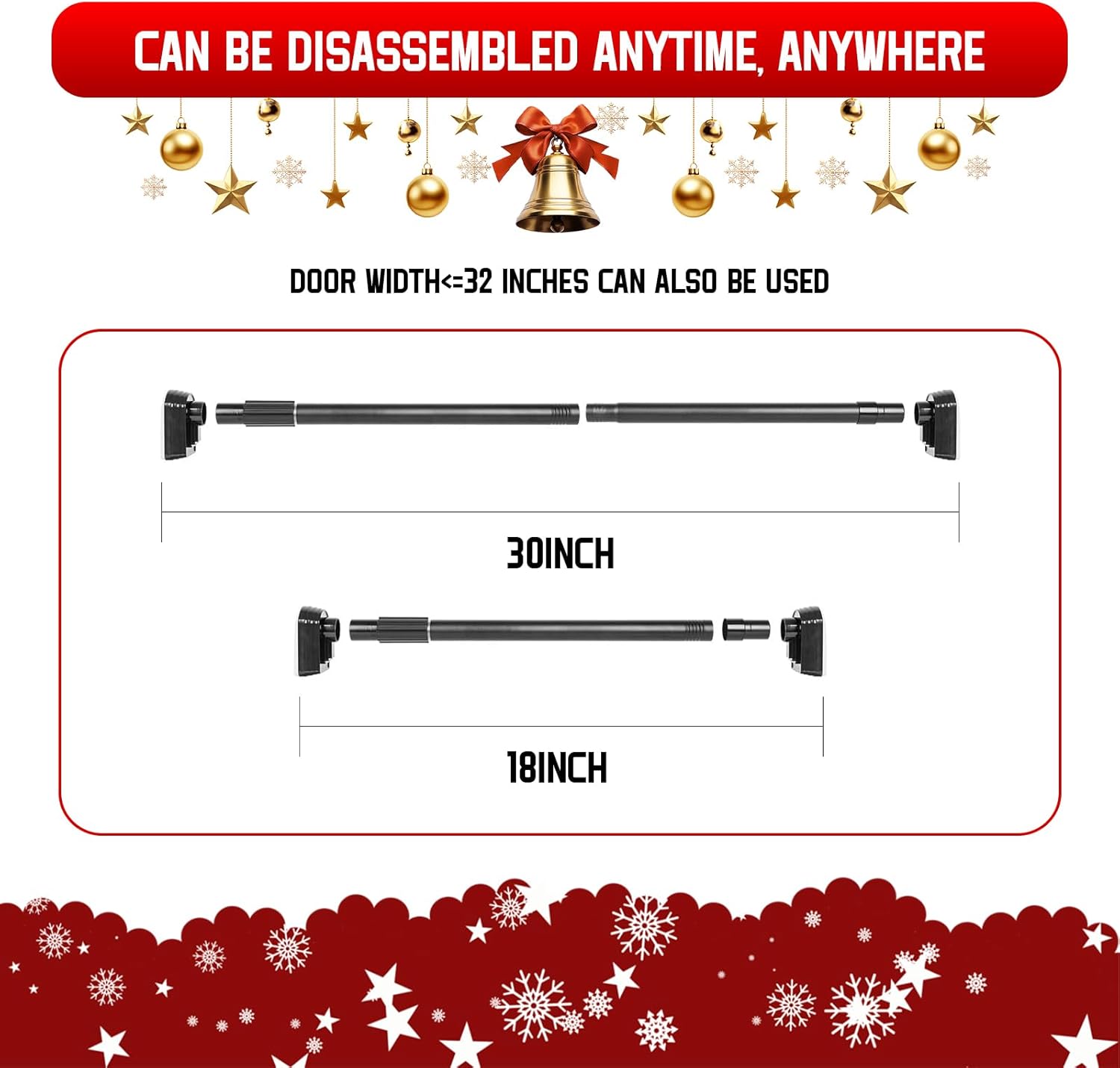 Garland Hanger for Front Door Frame, Adjustable 30”- 67“ Heavy-Duty Garland Holder for Door Frame Christmas & Halloween Decorations for Wreaths, Lights & More No Screws.（30” -40“）